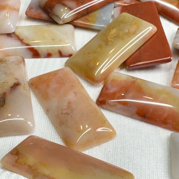 Lot of large rectangle red & natural Jasper cabochons for jewelry making - Picture 5 of 7